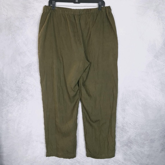 Quince Linen Pants Womens Large Martini Olive Tapered Ankle Pull On Casual - Picture 11 of 16